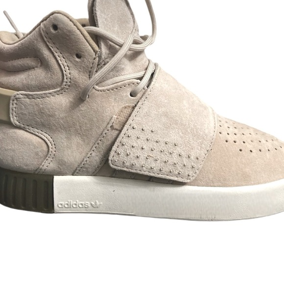 ADIDAS TUBULAR INVADER STRAP SNEAKER Neutral Color High Top Size 8  Like New - Picture 10 of 13